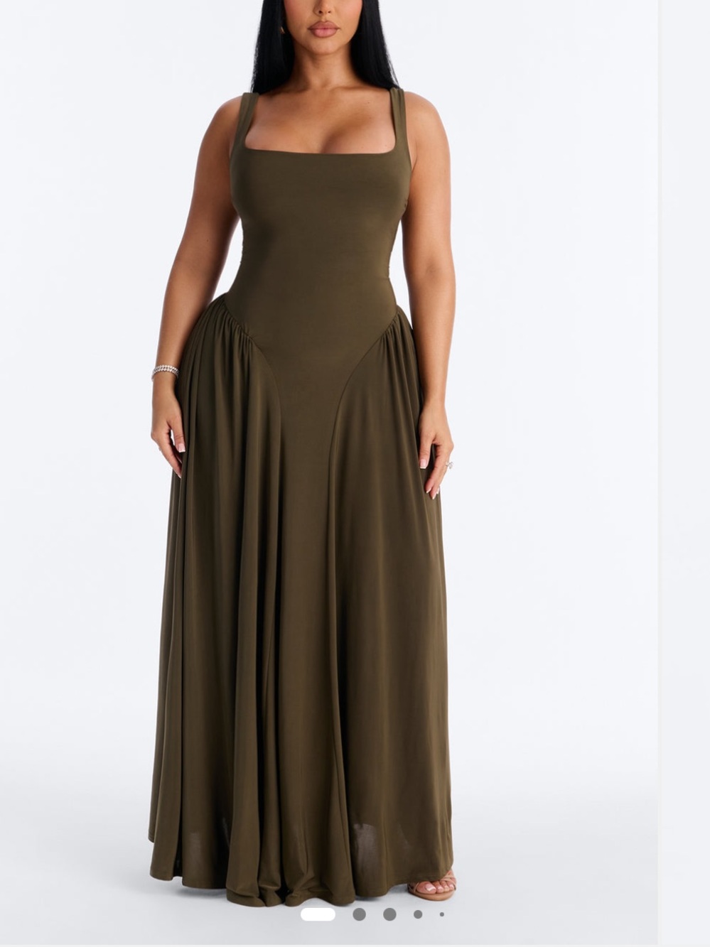 Fashion Nova Olive Square Neck Maxi Dress